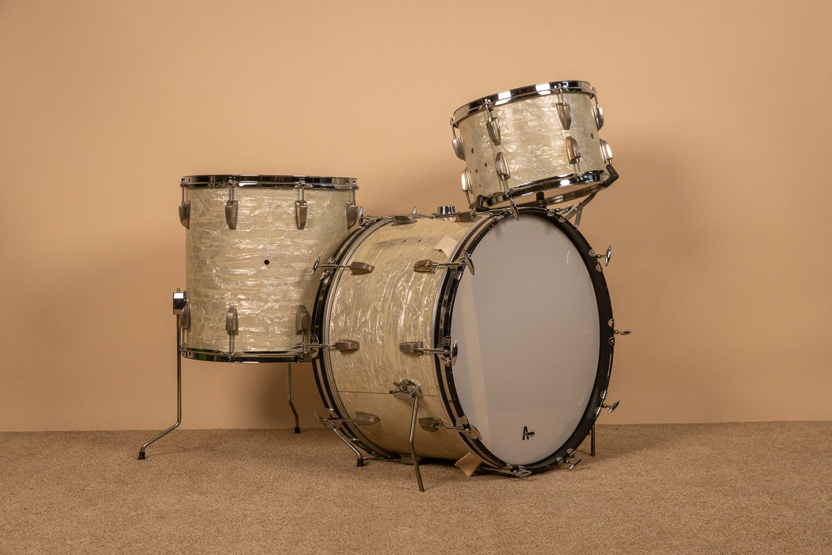 1960s Ludwig White Marine Pearl Drum Set 14x22 9x13 and 16x16