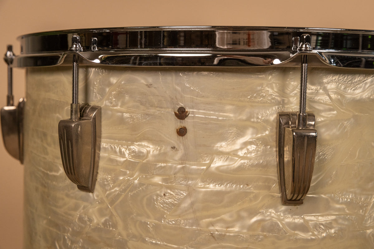 1960s Ludwig White Marine Pearl Drum Set 14x22 9x13 and 16x16