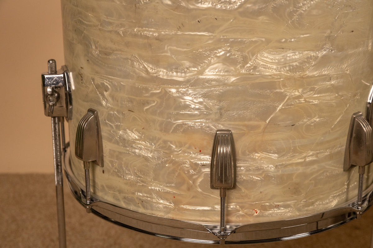 1960s Ludwig White Marine Pearl Drum Set 14x22 9x13 and 16x16