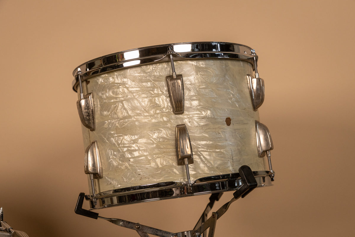 1960s Ludwig White Marine Pearl Drum Set 14x22 9x13 and 16x16
