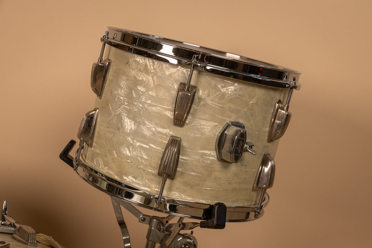 1960s Ludwig White Marine Pearl Drum Set 14x22 9x13 and 16x16