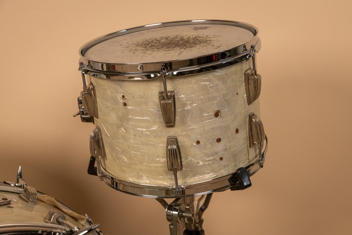 1960s Ludwig White Marine Pearl Drum Set 14x22 9x13 and 16x16