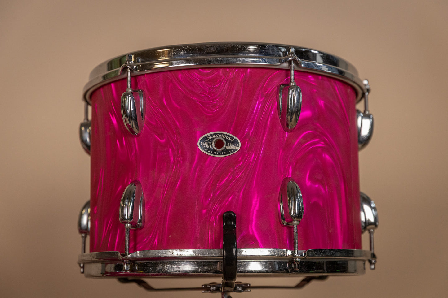 Vintage Slingerland Pink Satin Flame Drum Set 14x22 9x13 and 16x16