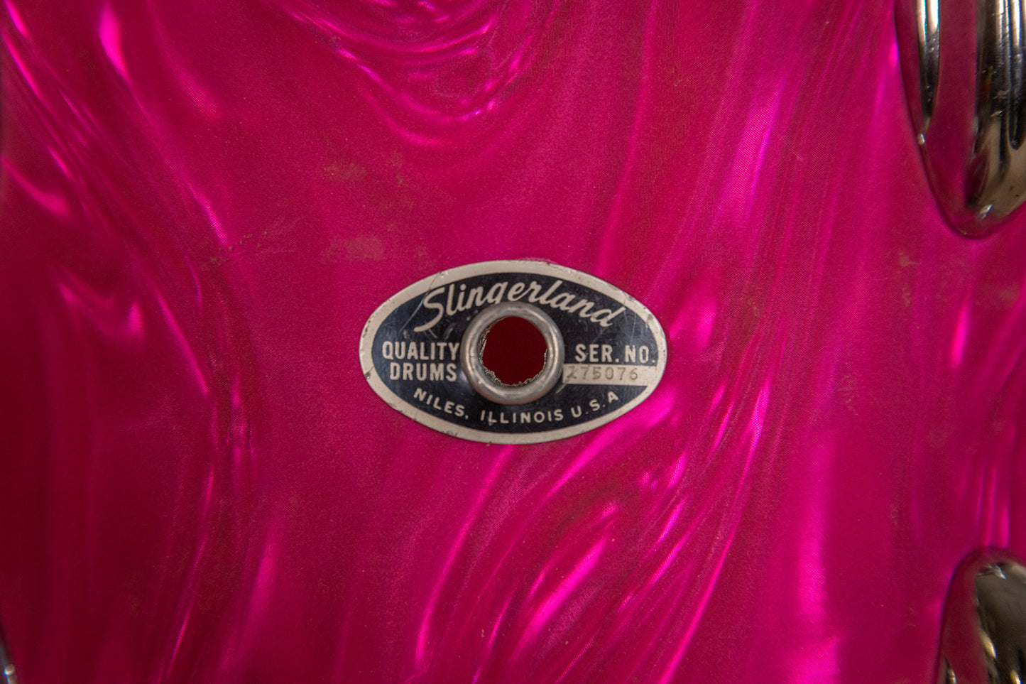 Vintage Slingerland Pink Satin Flame Drum Set 14x22 9x13 and 16x16