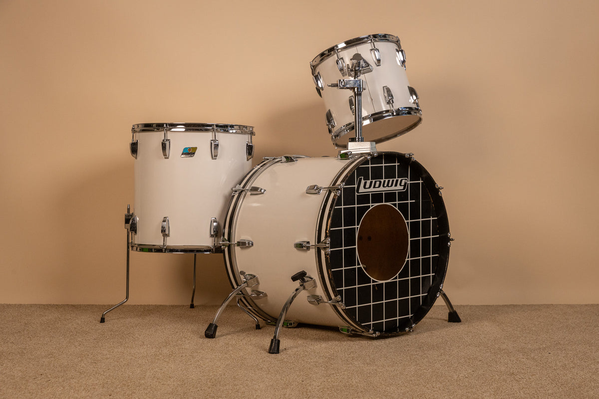 1980s Ludwig White Cortex Drum Set 16x22 11x12 and 16x16