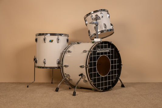1980s Ludwig White Cortex Drum Set 16x22 11x12 and 16x16