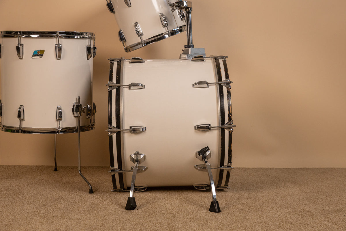 1980s Ludwig White Cortex Drum Set 16x22 11x12 and 16x16