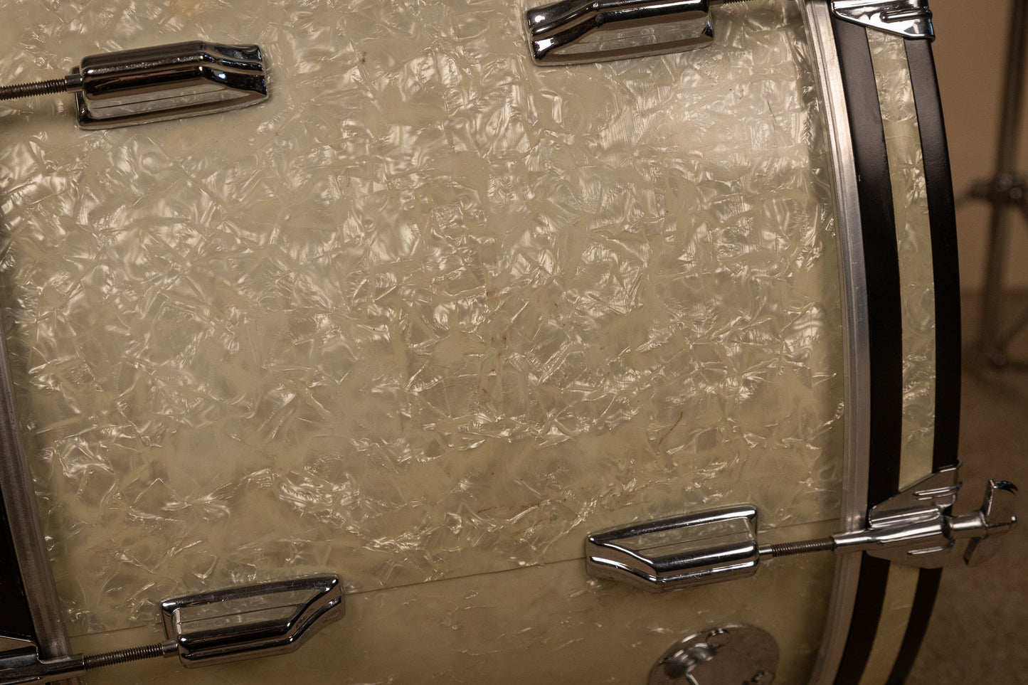 Vintage Rogers White Marine Pearl Drum Set 14x24 9x13 16x16 and 16x18