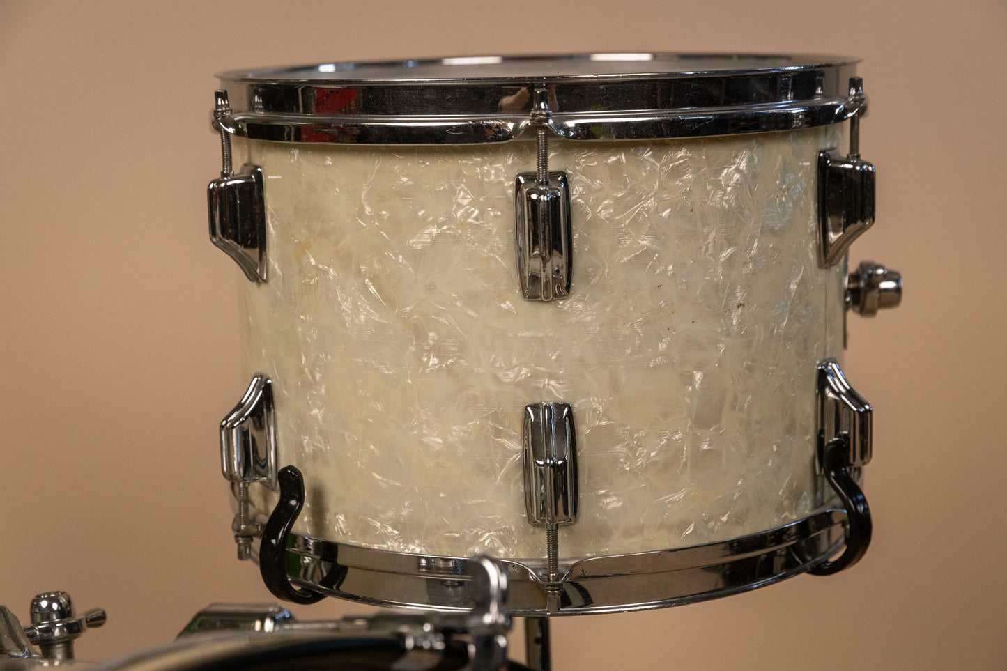Vintage Rogers White Marine Pearl Drum Set 14x24 9x13 16x16 and 16x18