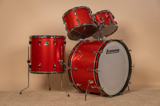 Ludwig Hollywood Red Silk Drum Set 14x24 8x12 9x13 and 16x16