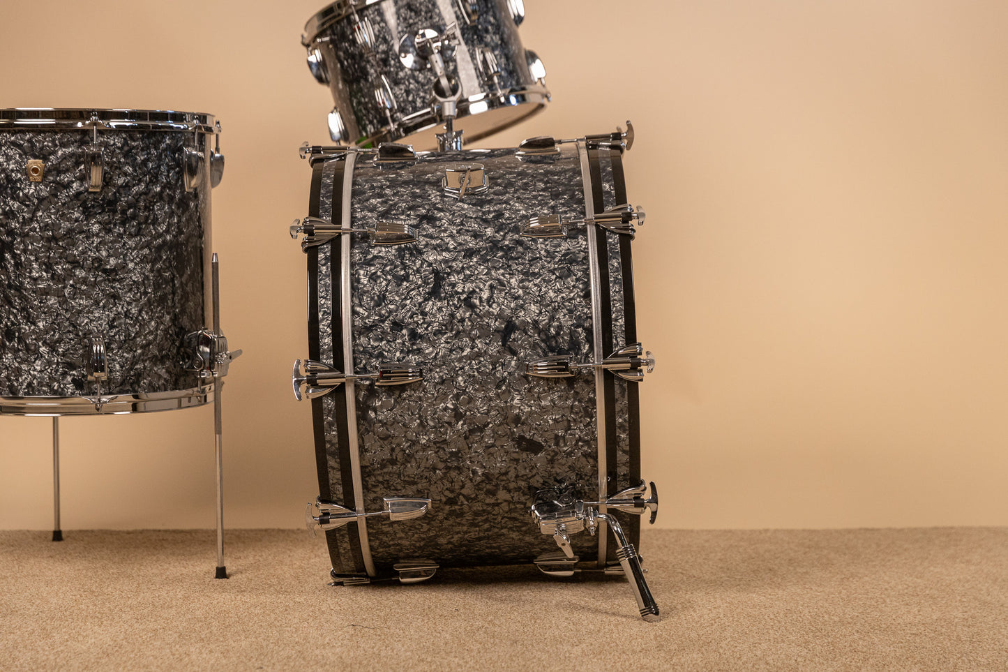 2018 Ludwig Legacy Mahogany Black Diamond Pearl Drum Set
