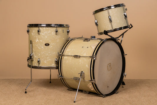 1960s Slingerland White Marine Pearl Drum Set