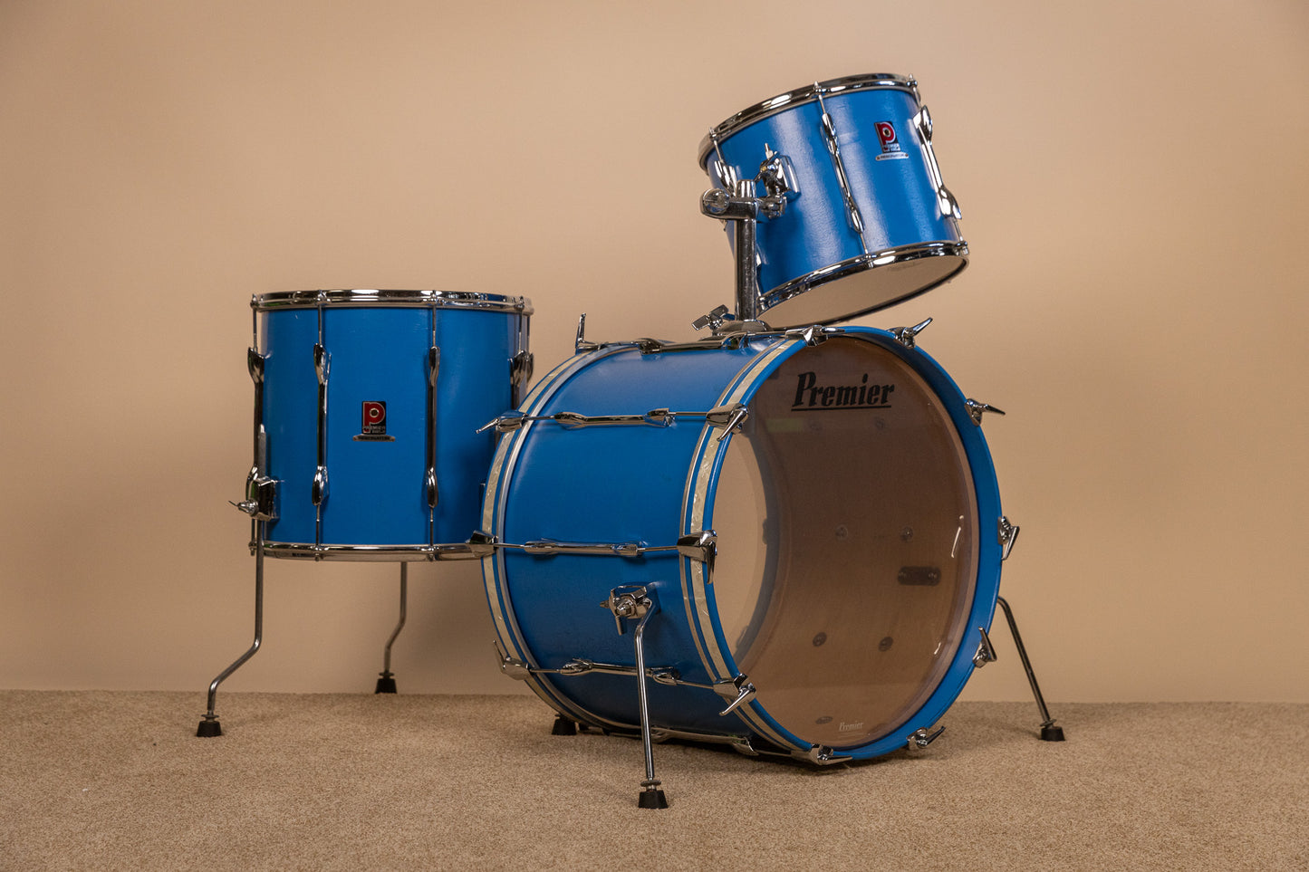 1980s Premier Resonator Blue Drum Set