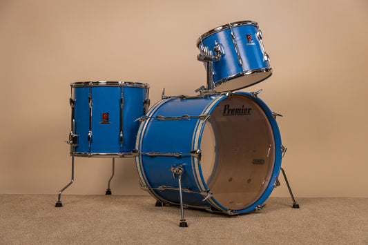 1980s Premier Resonator Blue Drum Set