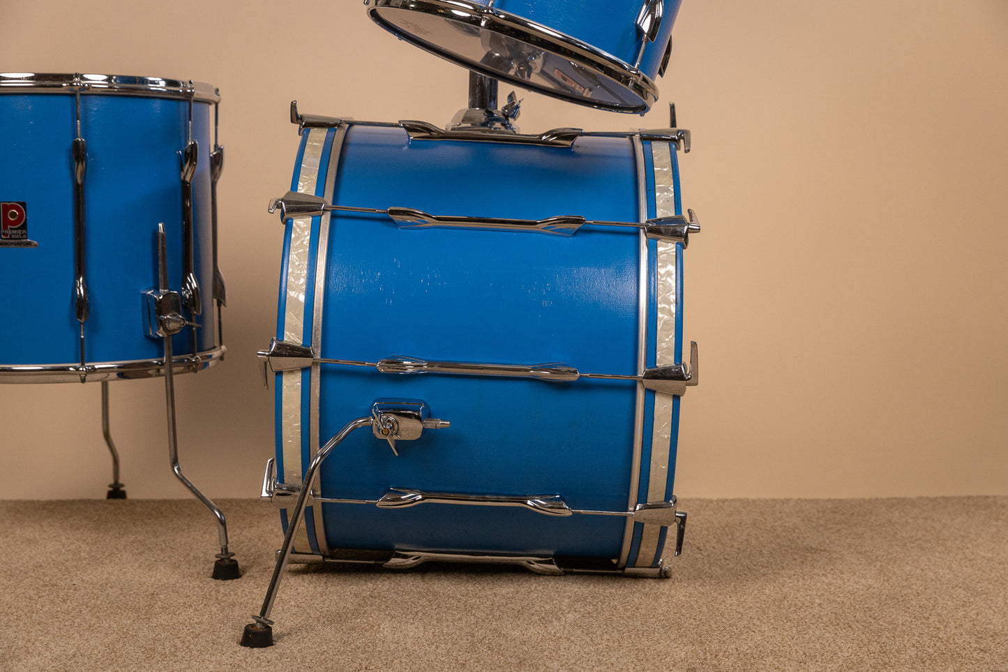 1980s Premier Resonator Blue Drum Set