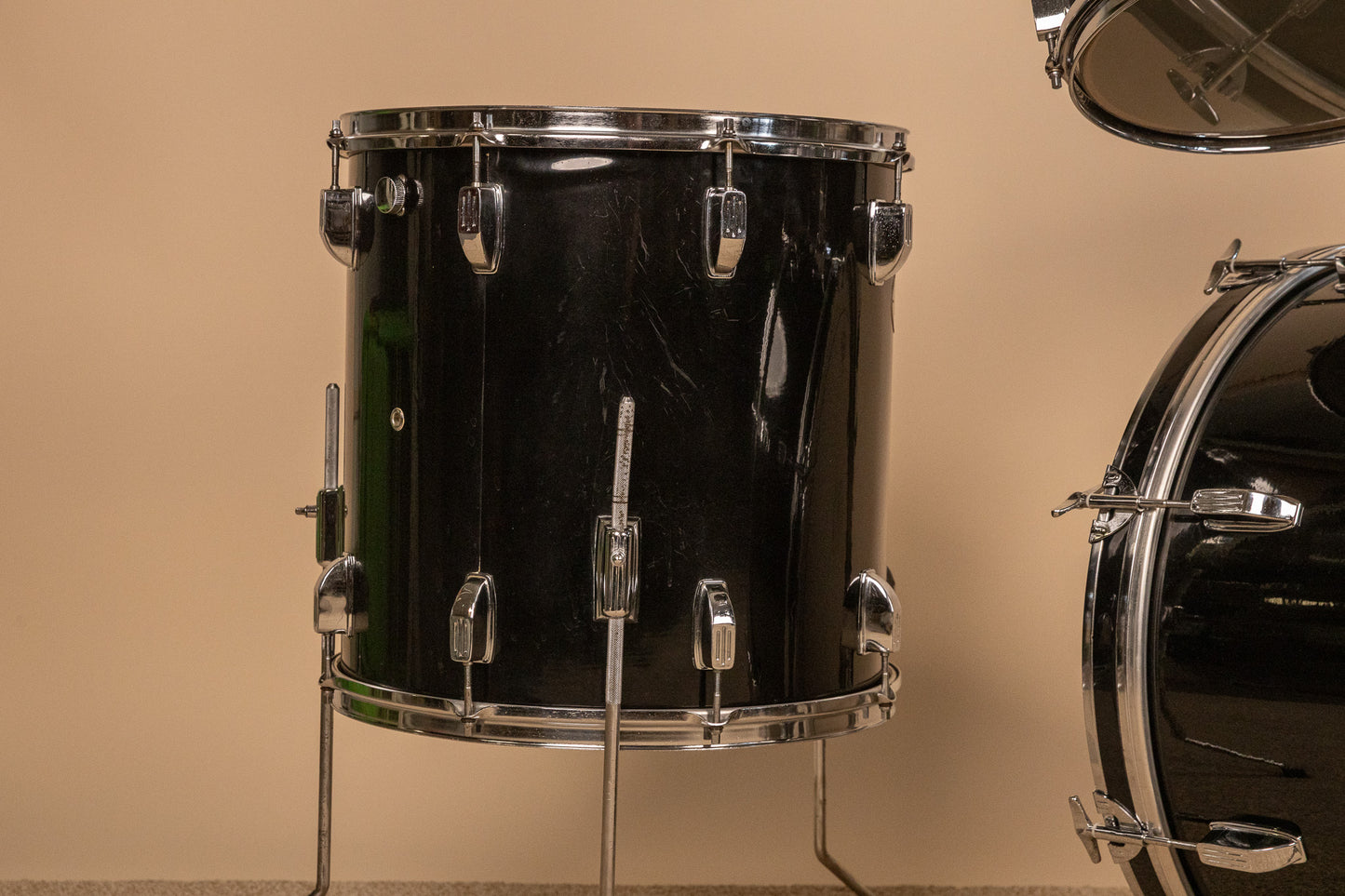 Vintage Rogers R-380 "Double Soul" Jet Black Drum Set