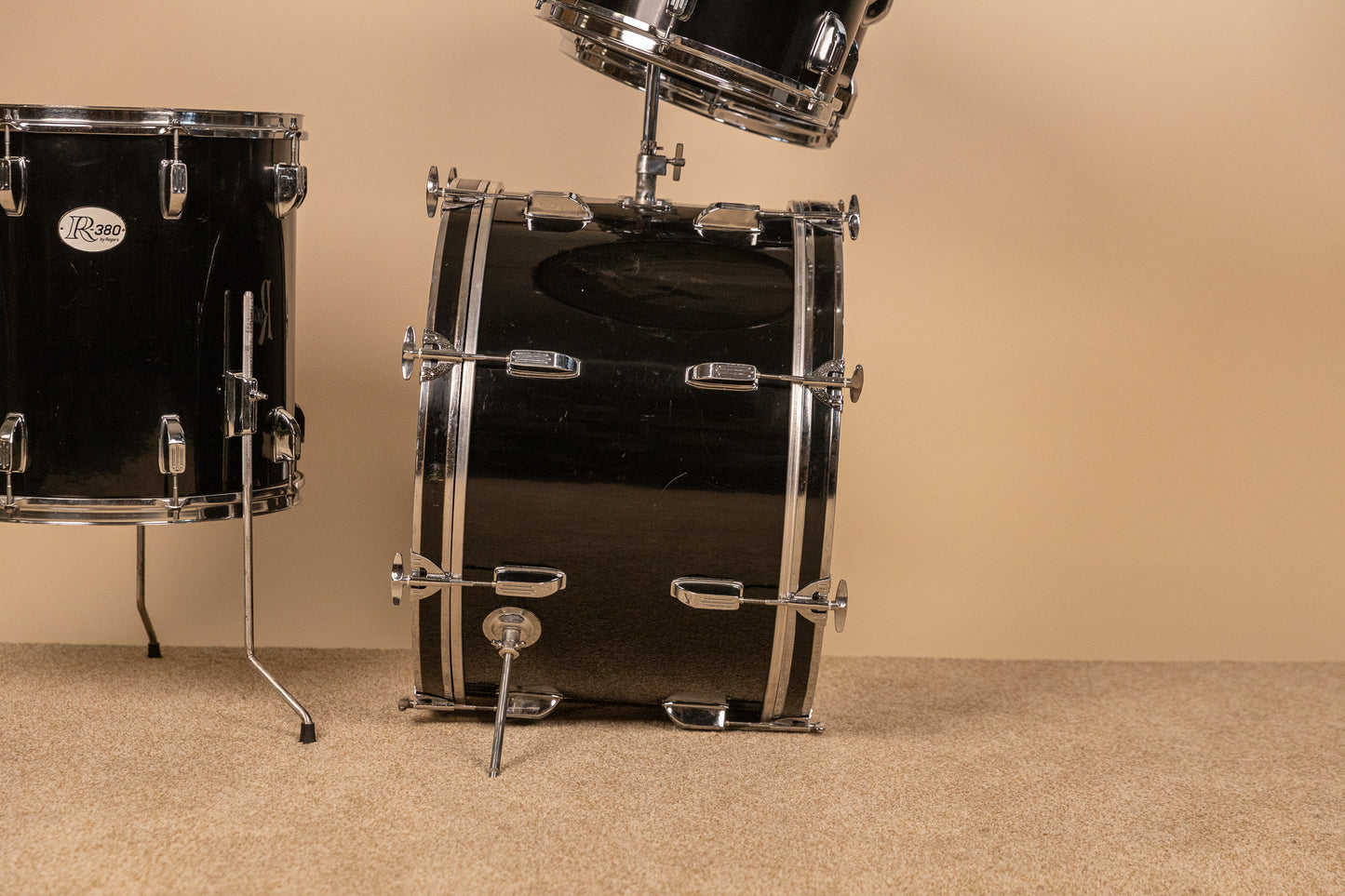Vintage Rogers R-380 "Double Soul" Jet Black Drum Set