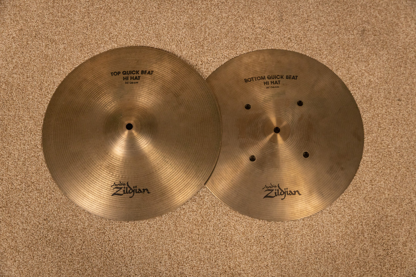 1990s Zildjian 14" A Quick Beat Hi Hat Cymbals 1346g 1482g