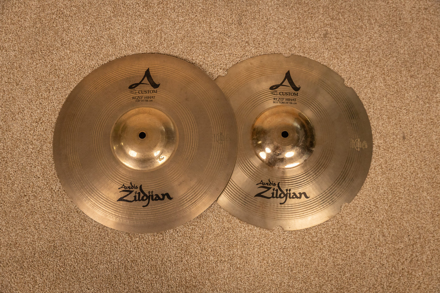 Zildjian 14" A Custom Rezo Hi Hat Cymbals 1059g 1337g