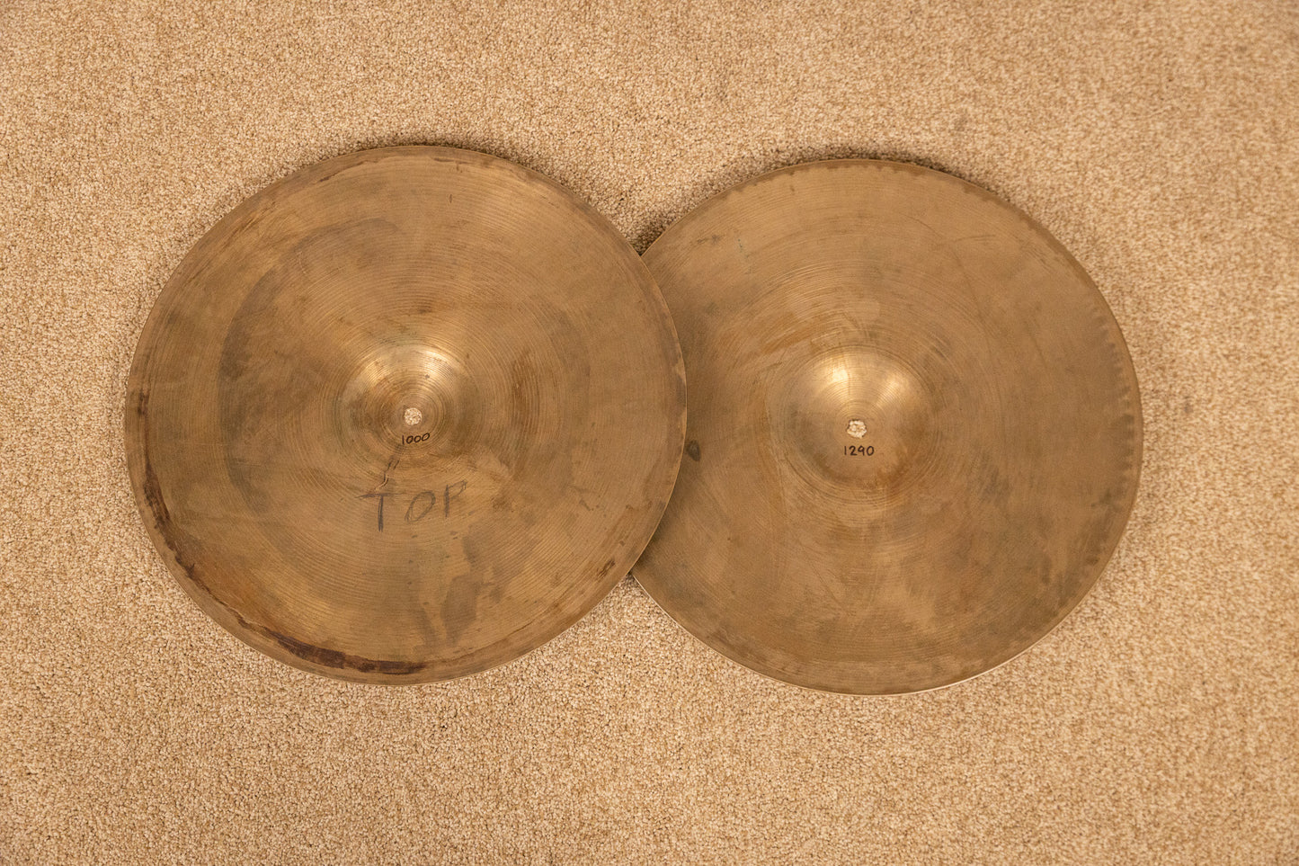 1960s Zildjian 15" A Hi Hat Cymbals 1000g 1290g