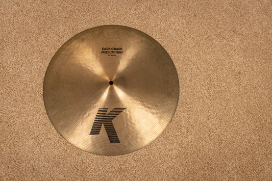 1990s Zildjian 17" K Dark Medium Thin Crash Cymbal 1313g