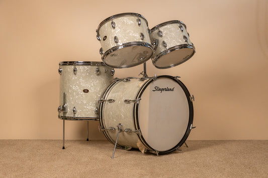 1960s Slingerland Modern Solo White Marine Pearl Drum Set