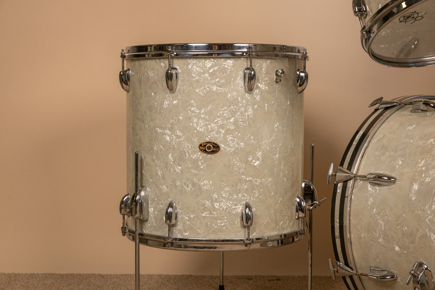 1960s Slingerland Modern Solo White Marine Pearl Drum Set