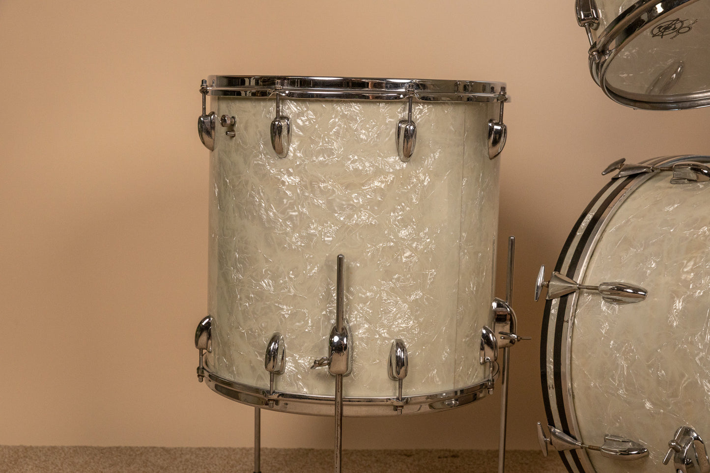 1960s Slingerland Modern Solo White Marine Pearl Drum Set