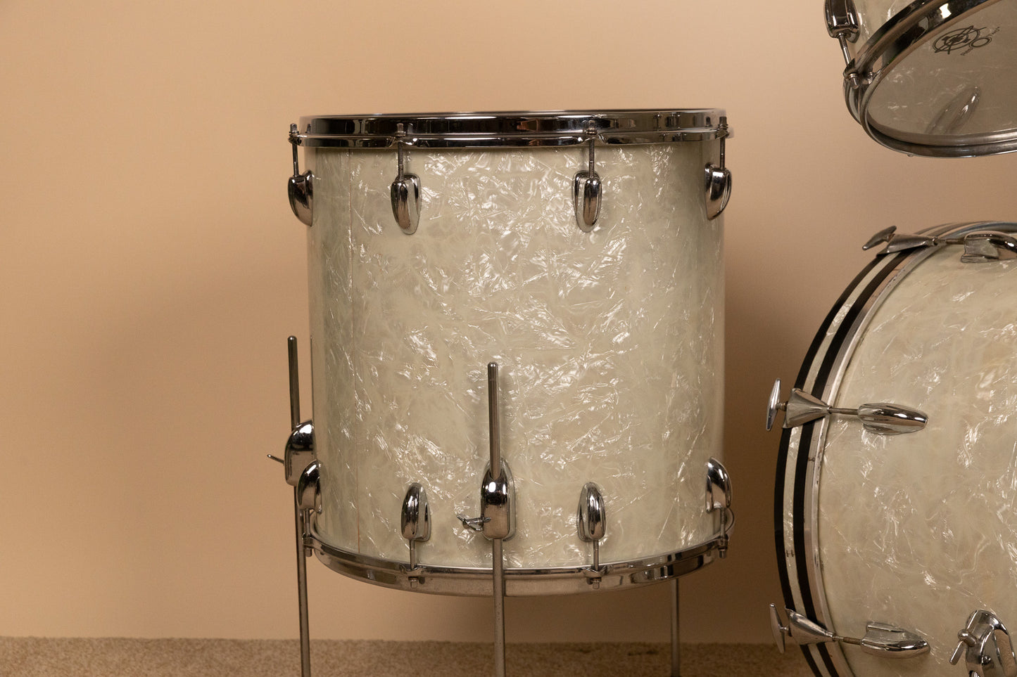1960s Slingerland Modern Solo White Marine Pearl Drum Set