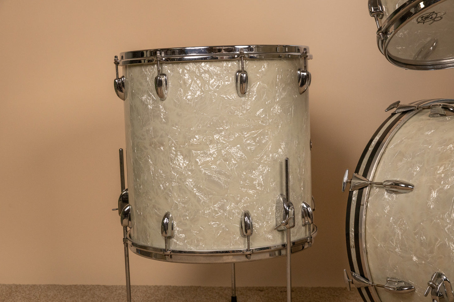 1960s Slingerland Modern Solo White Marine Pearl Drum Set