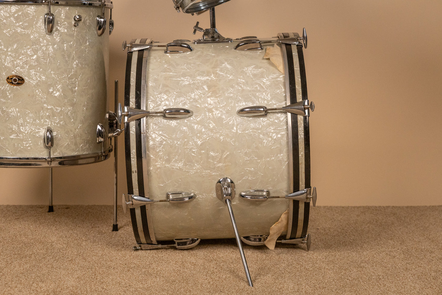 1960s Slingerland Modern Solo White Marine Pearl Drum Set