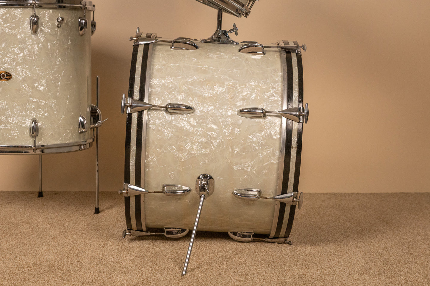 1960s Slingerland Modern Solo White Marine Pearl Drum Set