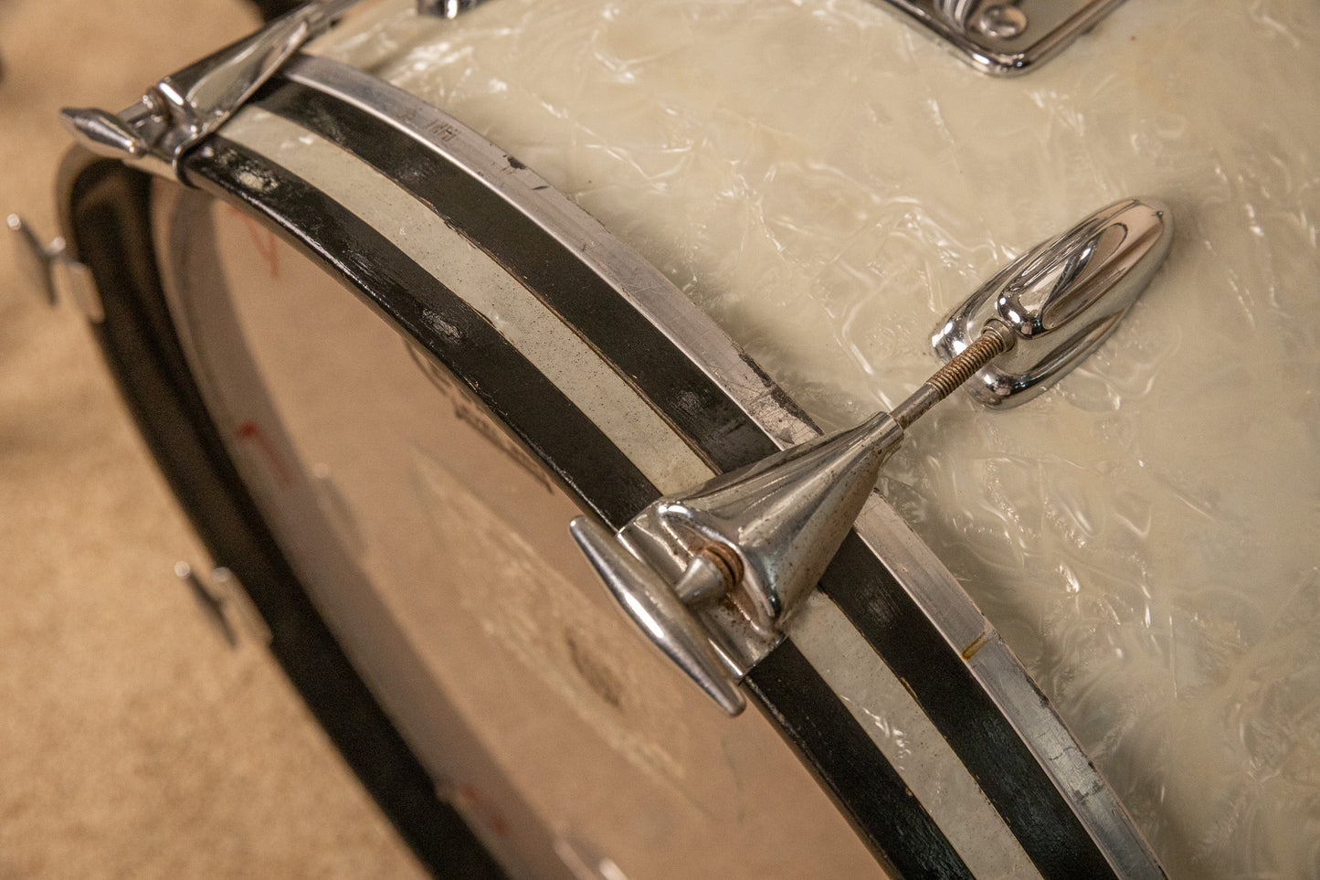 1960s Slingerland Modern Solo White Marine Pearl Drum Set