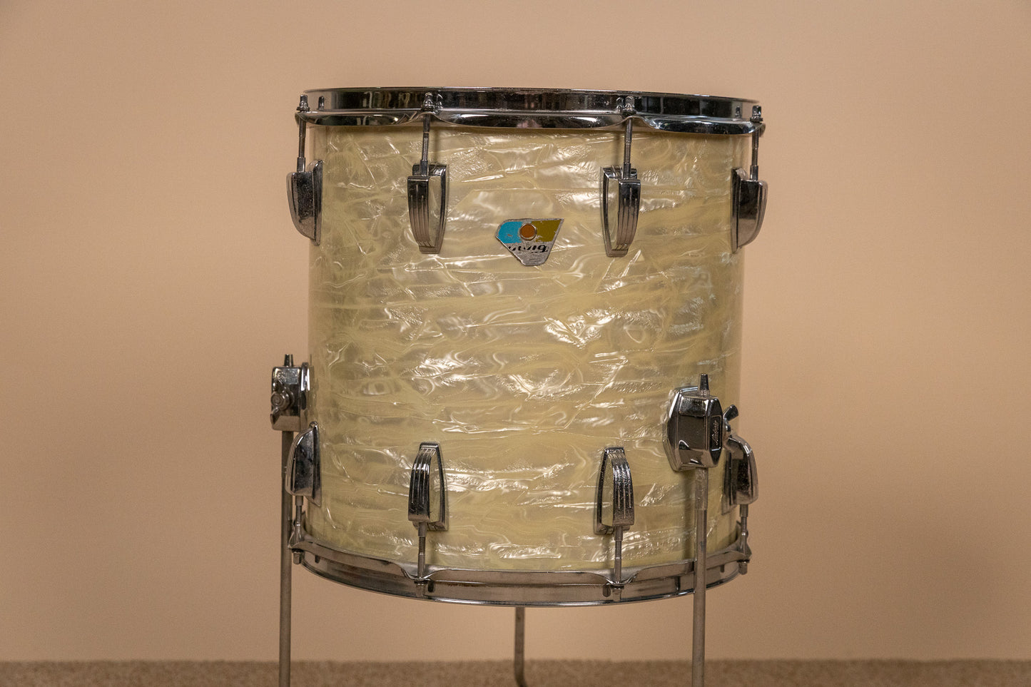 1970s Ludwig 14x14 White Marine Pearl Floor Tom