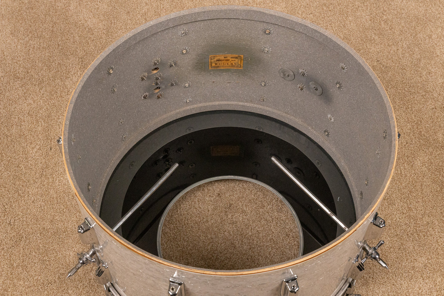 Vintage Rogers White Marine Pearl Drum Set 14x24 9x13 and 16x16
