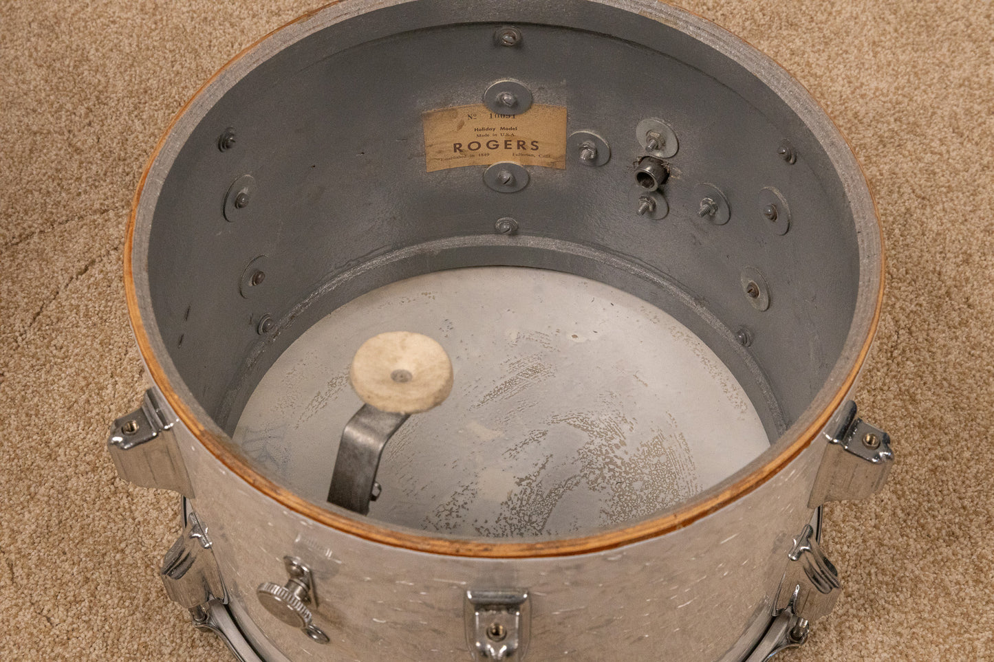 Vintage Rogers White Marine Pearl Drum Set 14x24 9x13 and 16x16