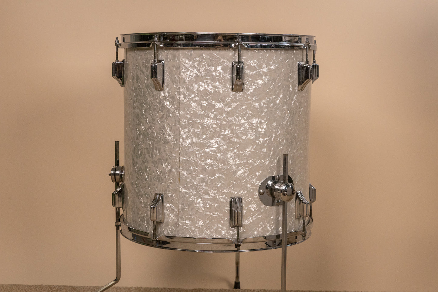 Vintage Rogers White Marine Pearl Drum Set 14x24 9x13 and 16x16