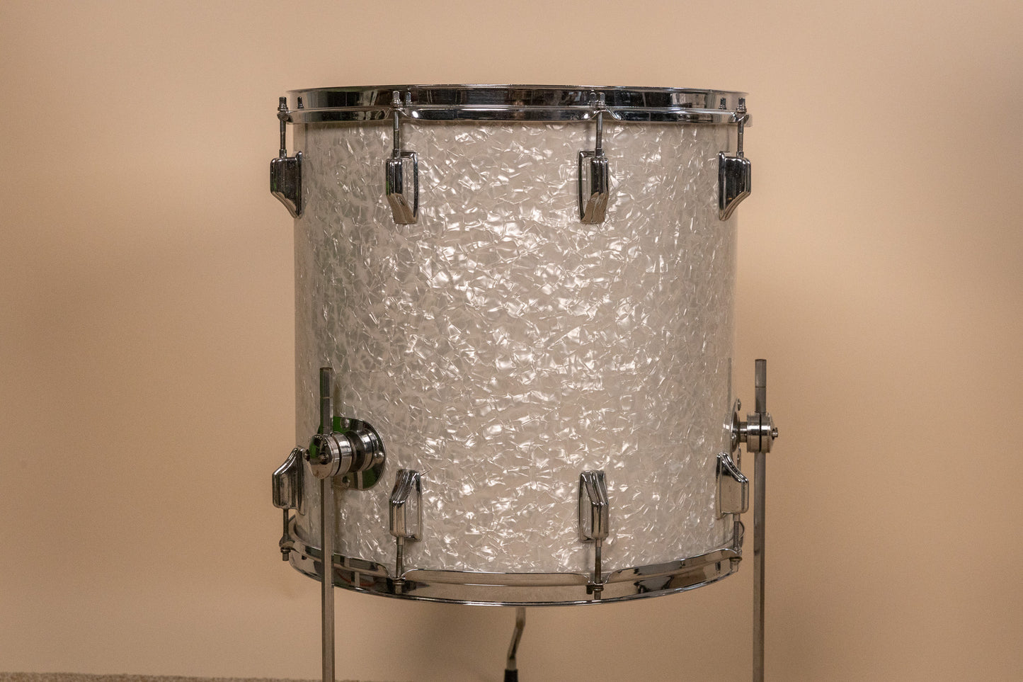 Vintage Rogers White Marine Pearl Drum Set 14x24 9x13 and 16x16