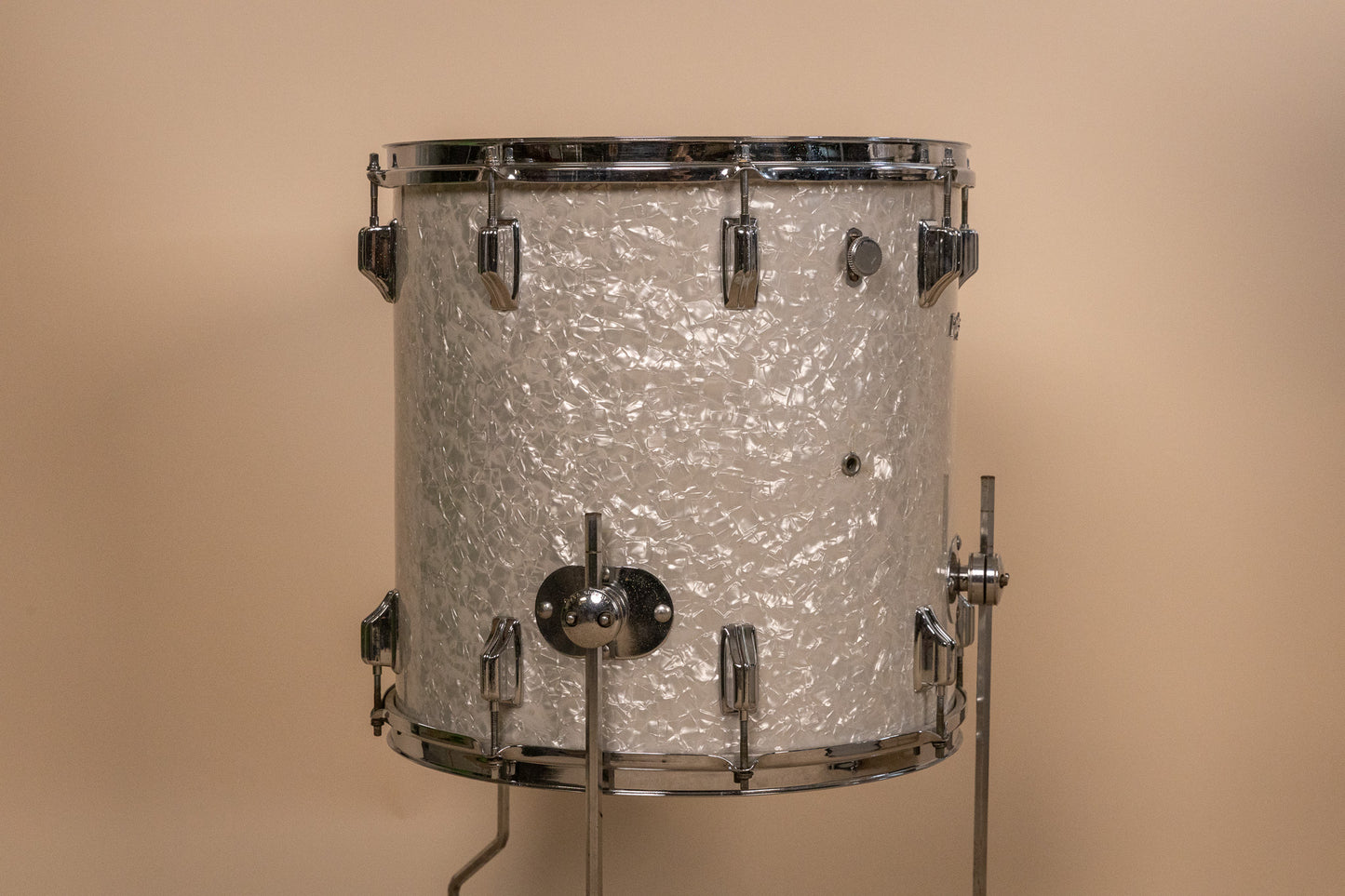 Vintage Rogers White Marine Pearl Drum Set 14x24 9x13 and 16x16