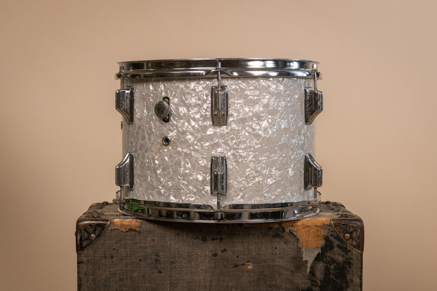 Vintage Rogers White Marine Pearl Drum Set 14x24 9x13 and 16x16