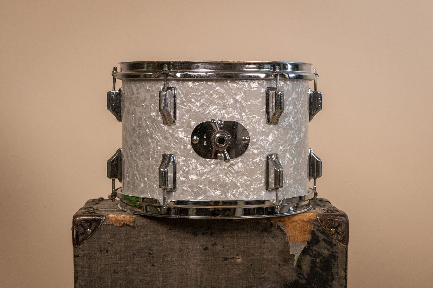 Vintage Rogers White Marine Pearl Drum Set 14x24 9x13 and 16x16