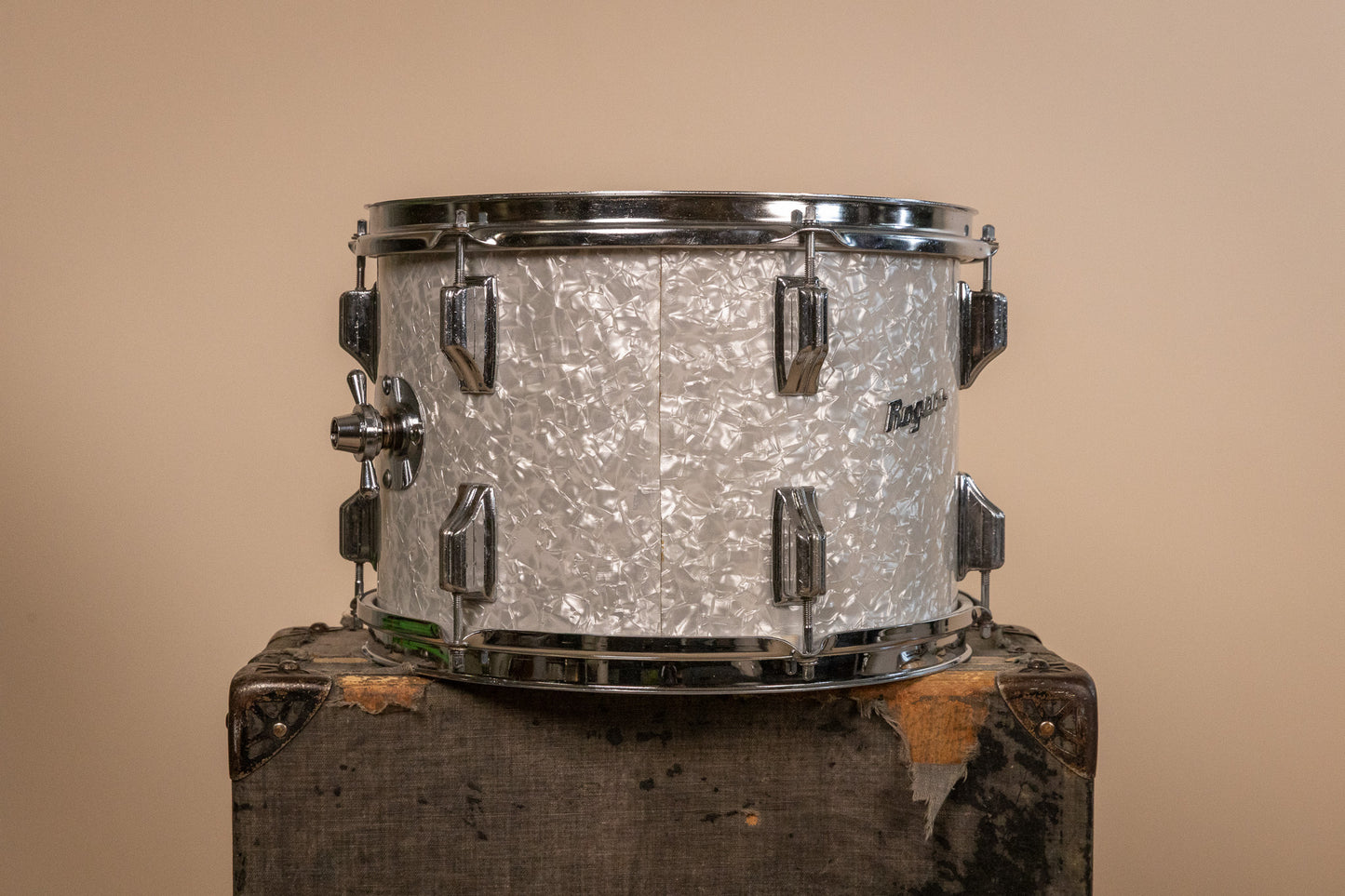 Vintage Rogers White Marine Pearl Drum Set 14x24 9x13 and 16x16