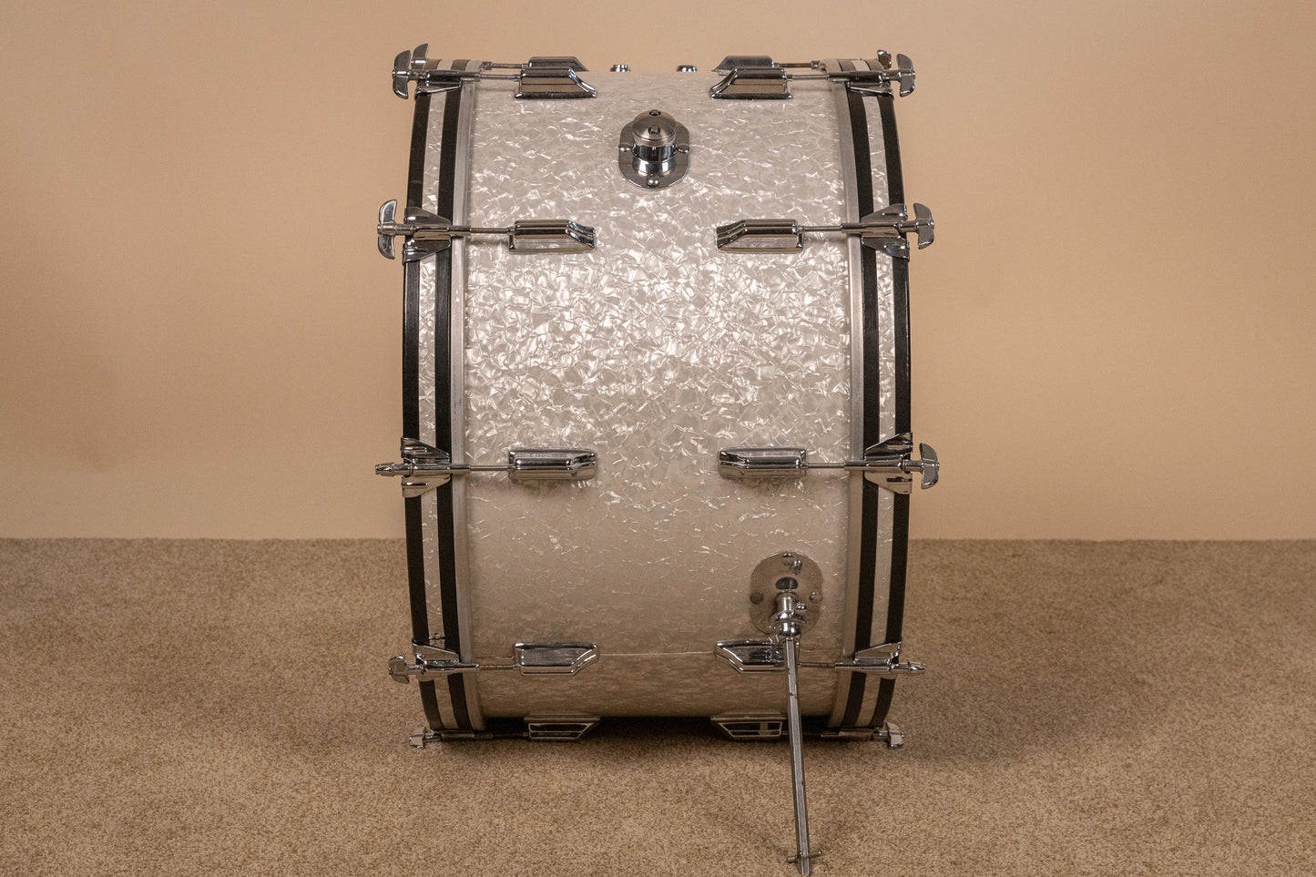 Vintage Rogers White Marine Pearl Drum Set 14x24 9x13 and 16x16