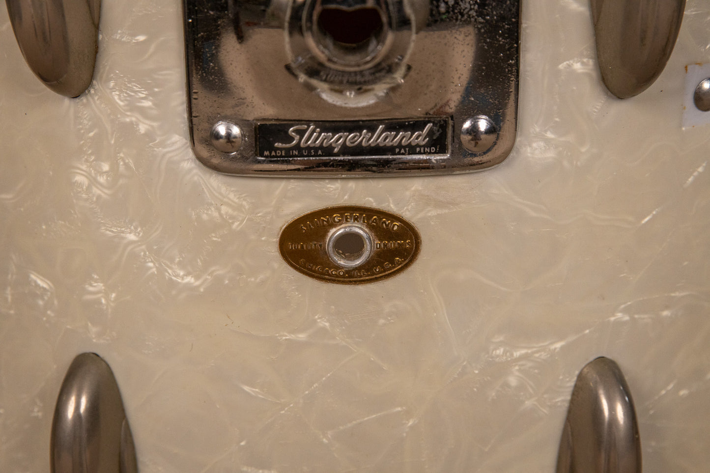 1950s Slingerland 14x22 White Marine Pearl Bass Drum