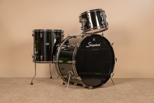 1970s Slingerland Black Chrome Drum Set 14x24 9x13 and 16x16