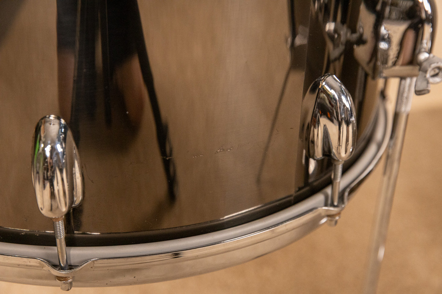 1970s Slingerland Black Chrome Drum Set 14x24 9x13 and 16x16