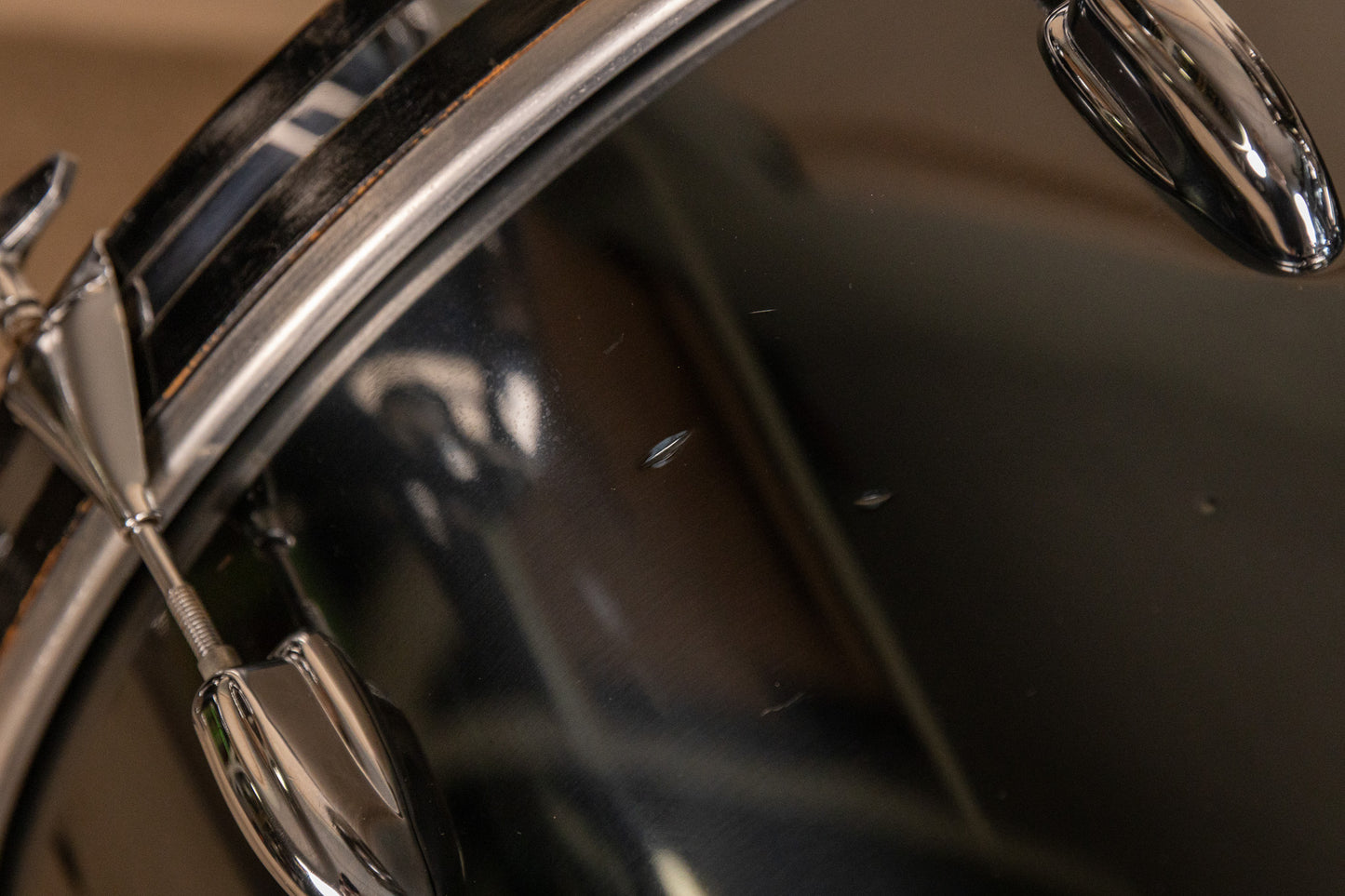 1970s Slingerland Black Chrome Drum Set 14x24 9x13 and 16x16