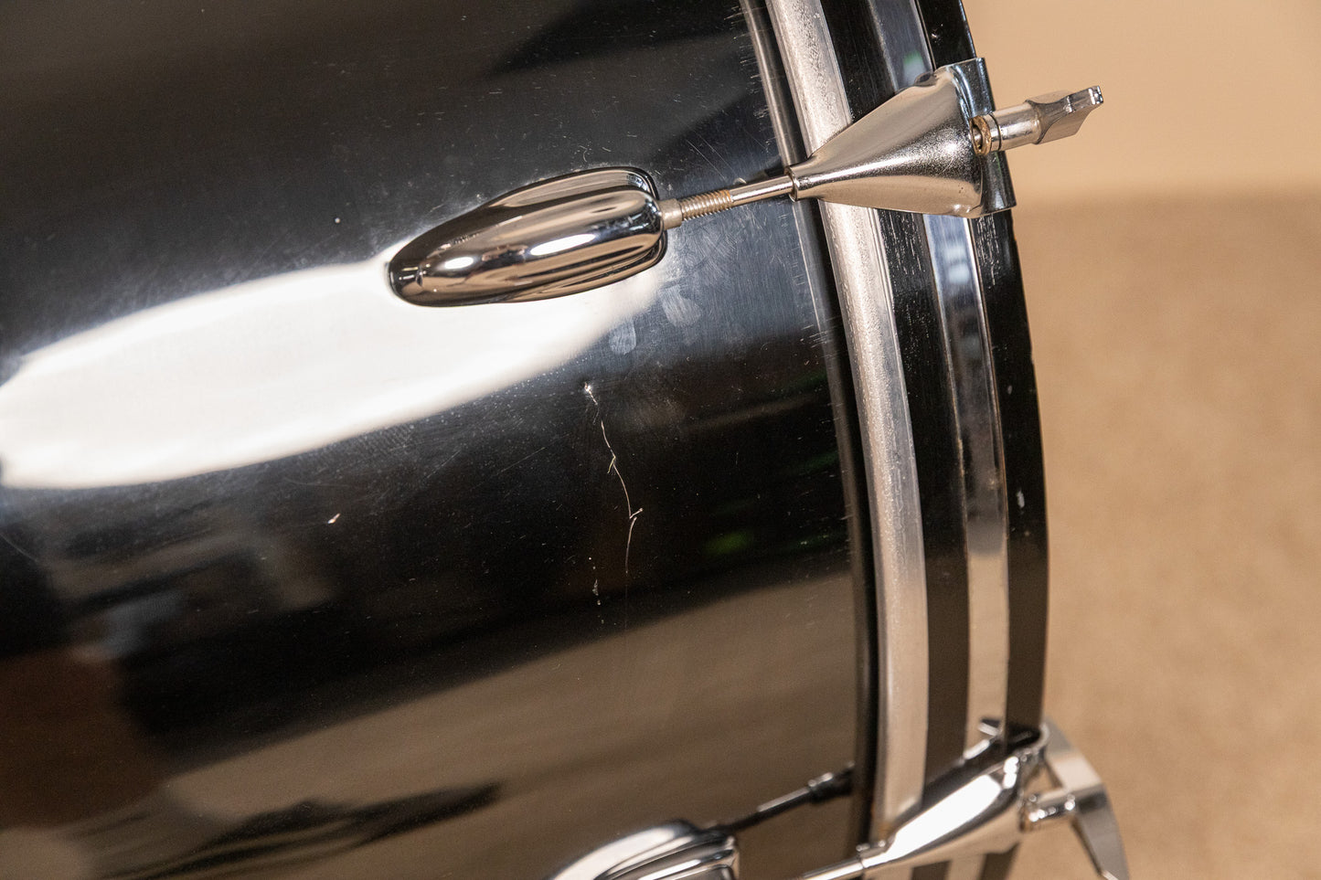 1970s Slingerland Black Chrome Drum Set 14x24 9x13 and 16x16