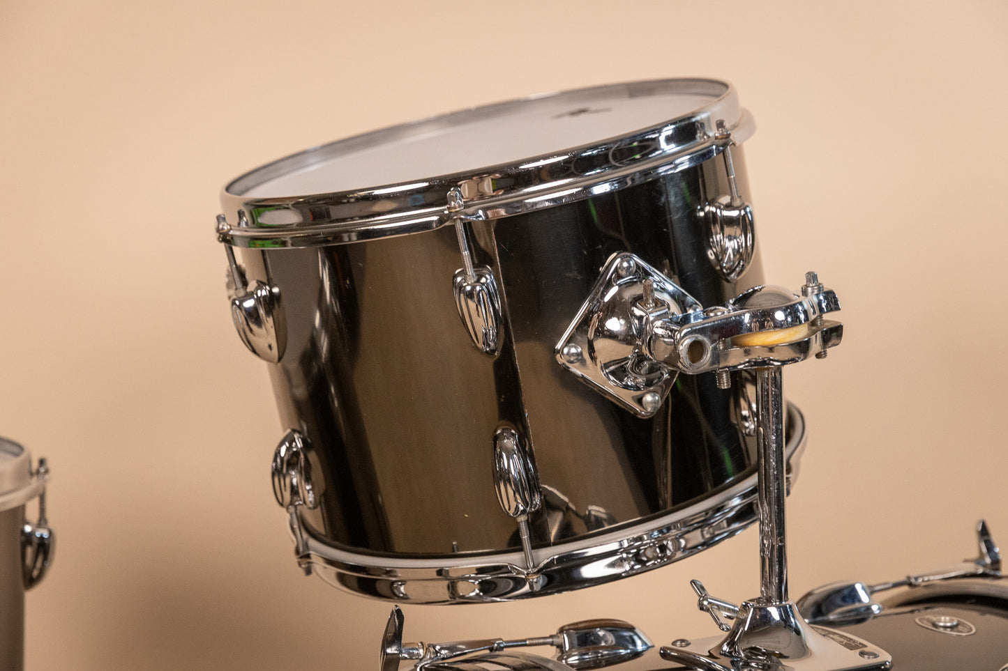 1970s Slingerland Black Chrome Drum Set 14x24 9x13 and 16x16