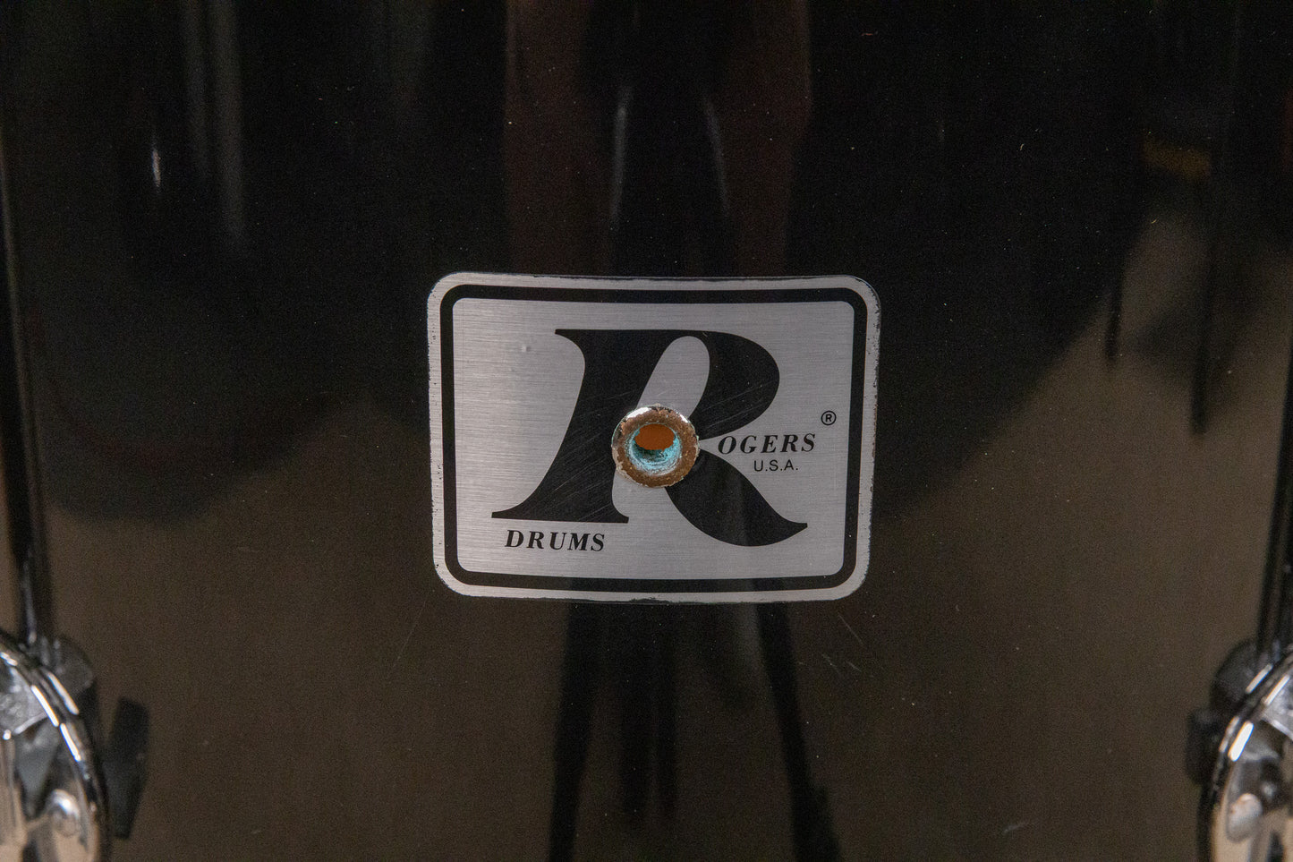 1980s Rogers XP-8 Jet Black Drum Pearl Drum Set 14x22 9x13 and 16x16